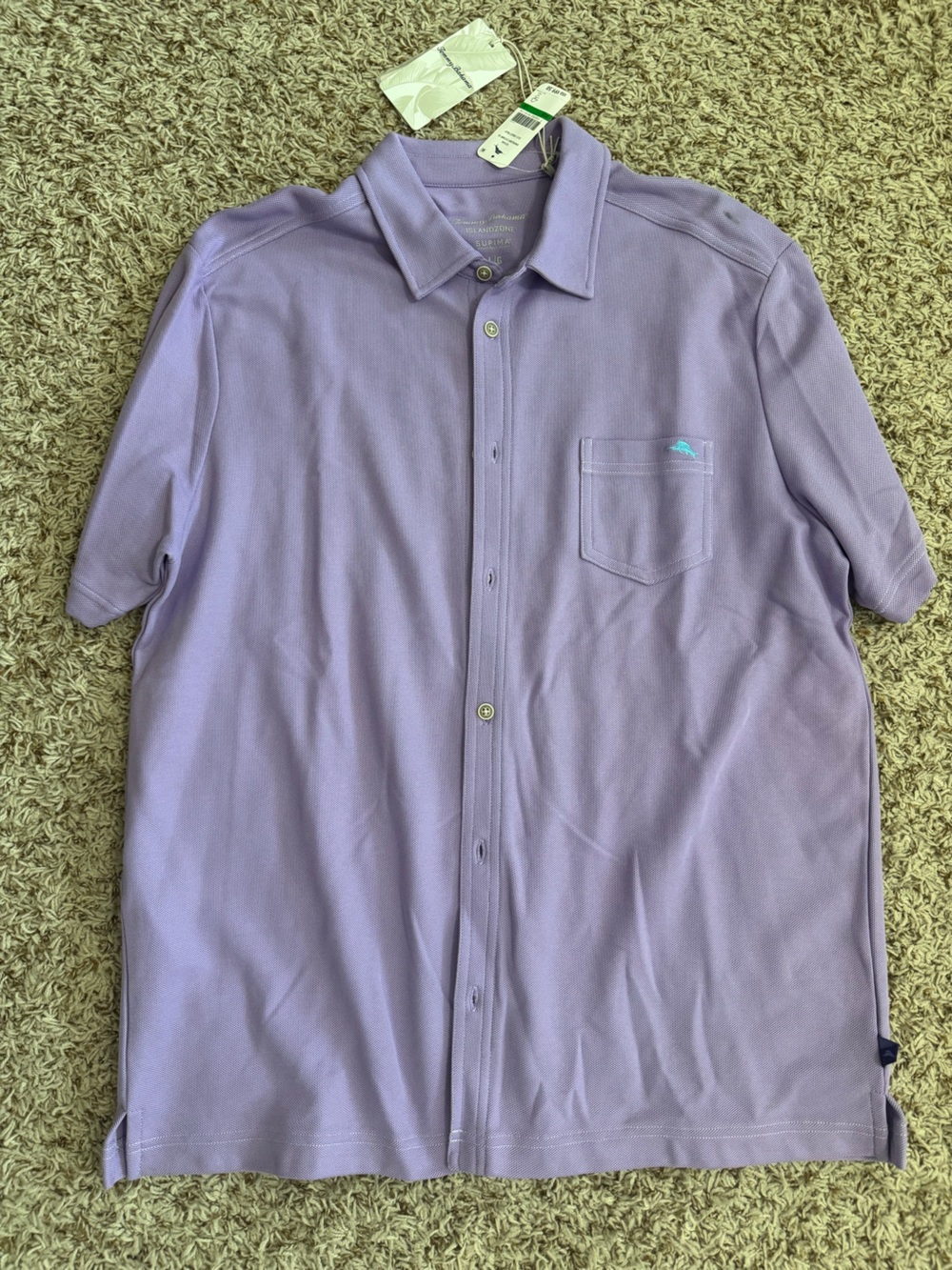 Men's Lavender Tommy Bahama Short-Sleeve Button-Down Shirt